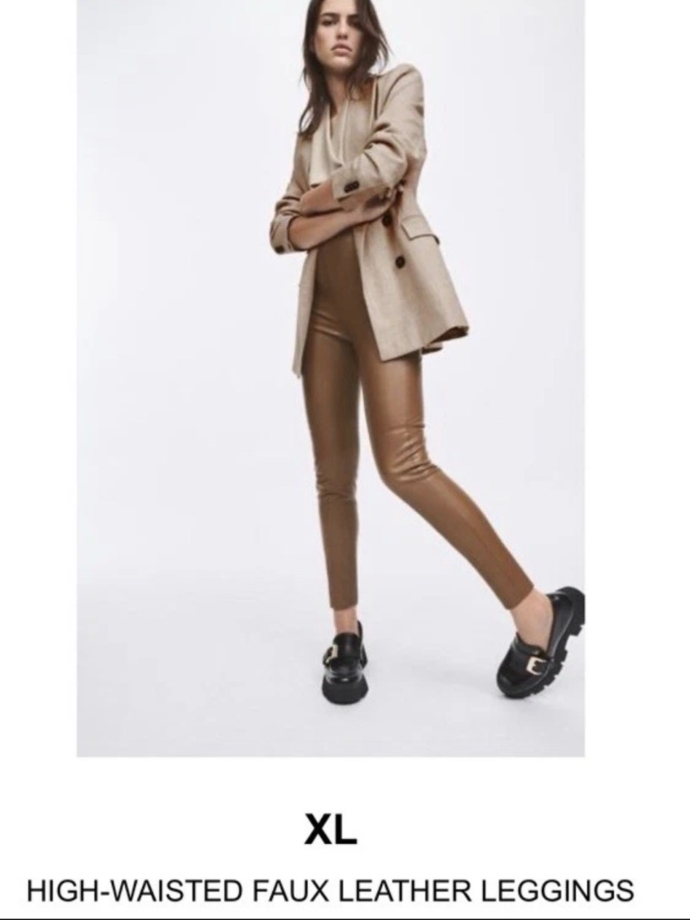 Zara Brown Faux Leather XL ankle length Pants